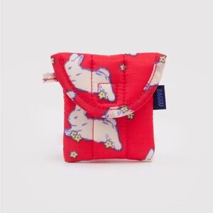 BAGGU Red Bunny Print Pouch